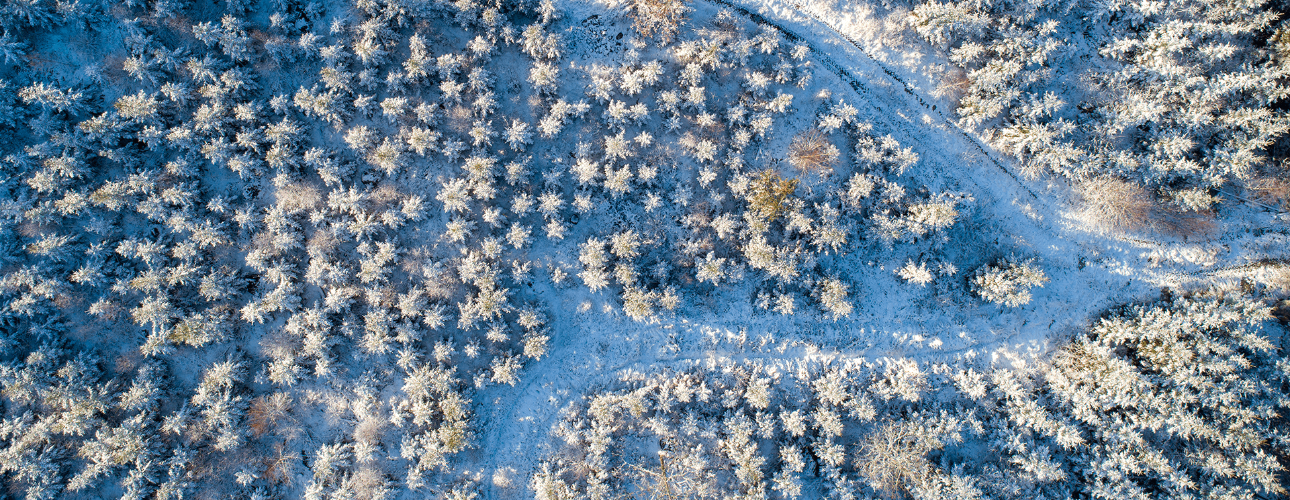 Vinterlandskap från ovan.